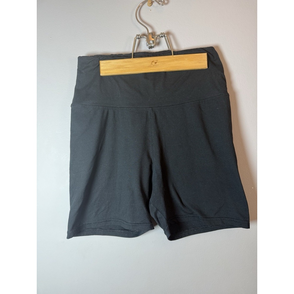 Solid Black High Waisted Pocketed Athletic Biker Shorts Women's Sz‎ Small/Medium